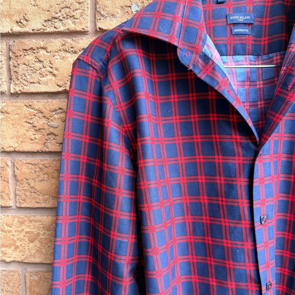 4/$25 • Rosso Milano Italy Modern Fit Dress‎ Shirt - Picture 2 of 4